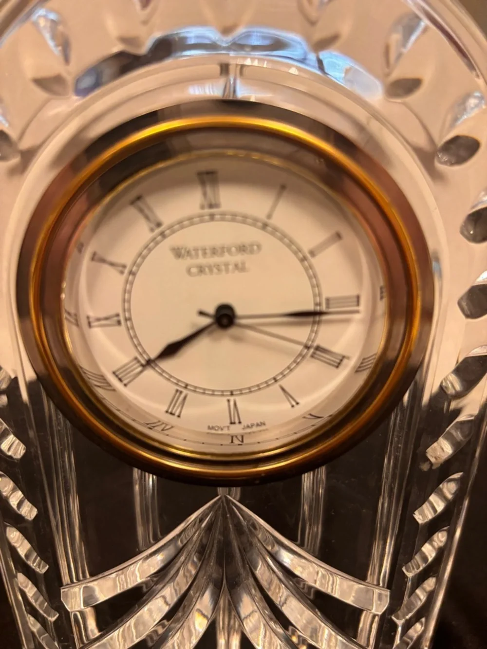 Vintage Waterford Crystal Clear Mantel Clock with Gold Trim Grandmillennial